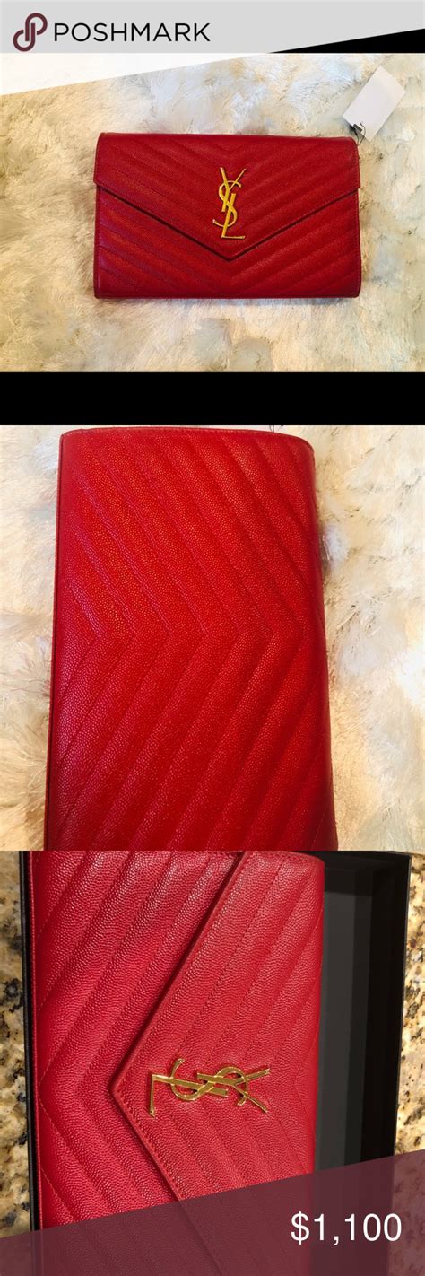 red YSL wallet